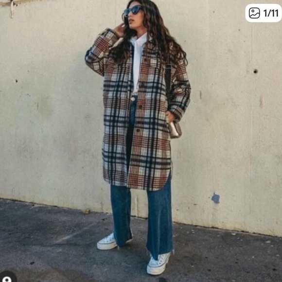 Zara Jackets & Blazers - Zara Plaid Coat in Brown and Black